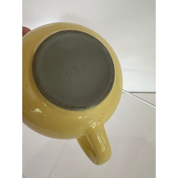 Vintage Mid-century Harkerware Creamer Pot USA Golden Dawn Yellow and Blue JL - Picture 6 of 9